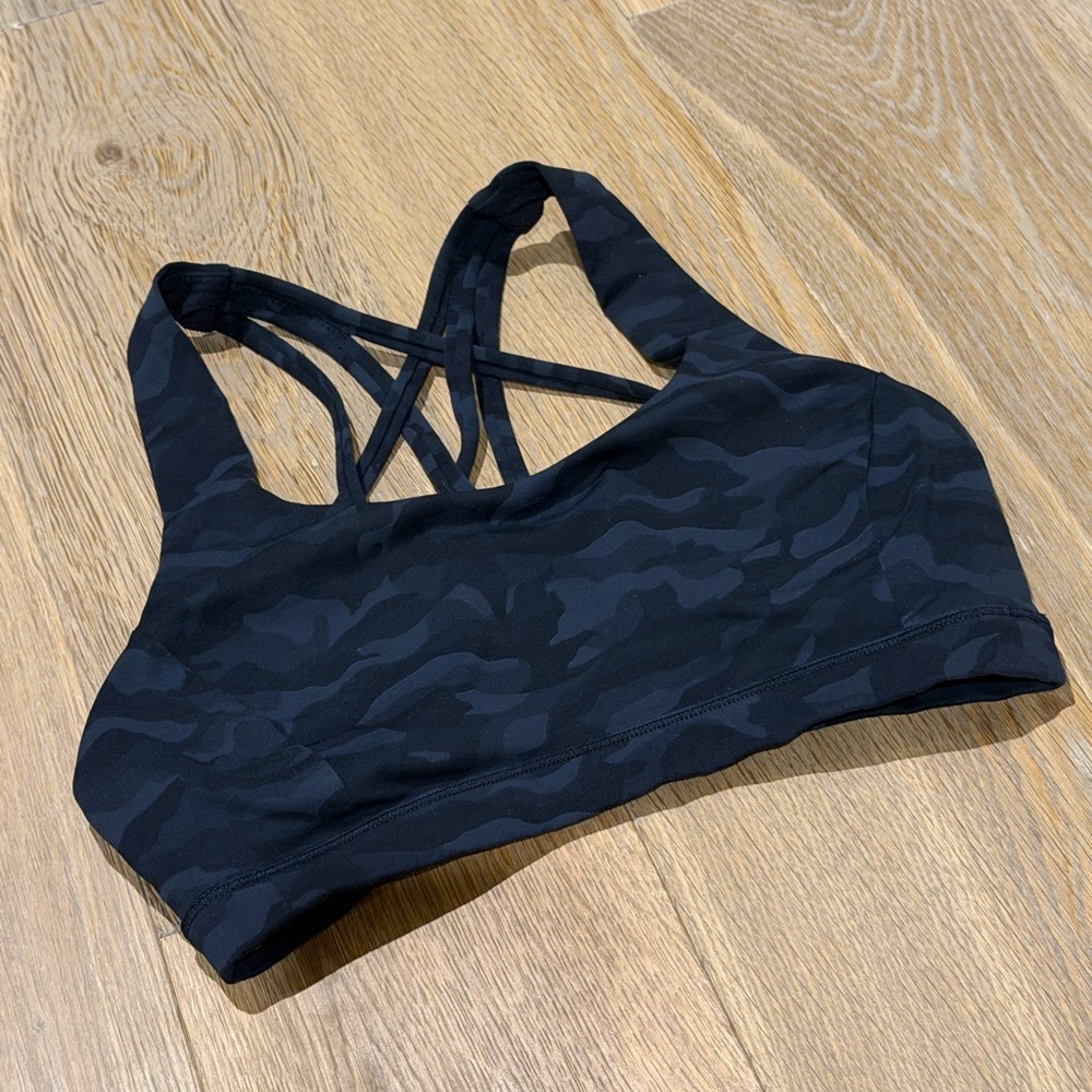 Lululemon Black Camo Strappy Sports Bra